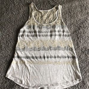 Full Tilt Lace Detail Gray Tank